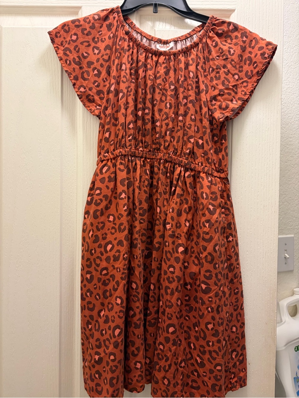 Girls' Cat&Jack Rust Leopard Print Short Sleeve Dress